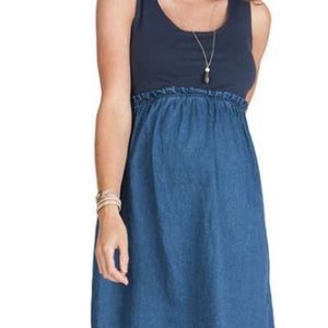 Navy blue and denim Seraphine maternity dress